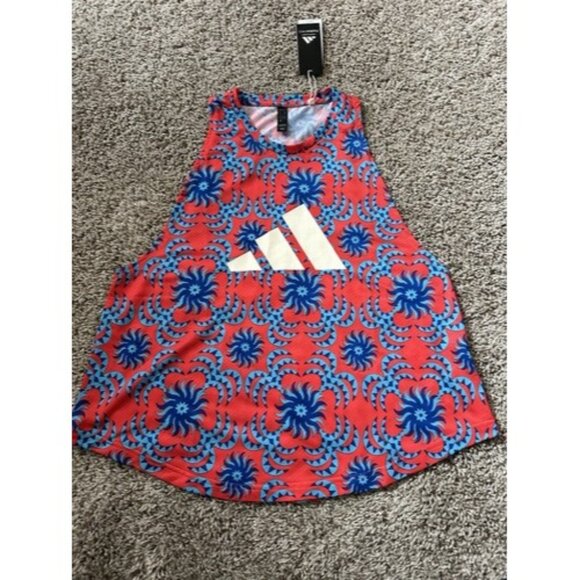 adidas Tops - Adidas X Farm Rio Red Blue Sleeveless Tank Pull Over Active Logo Size Medium